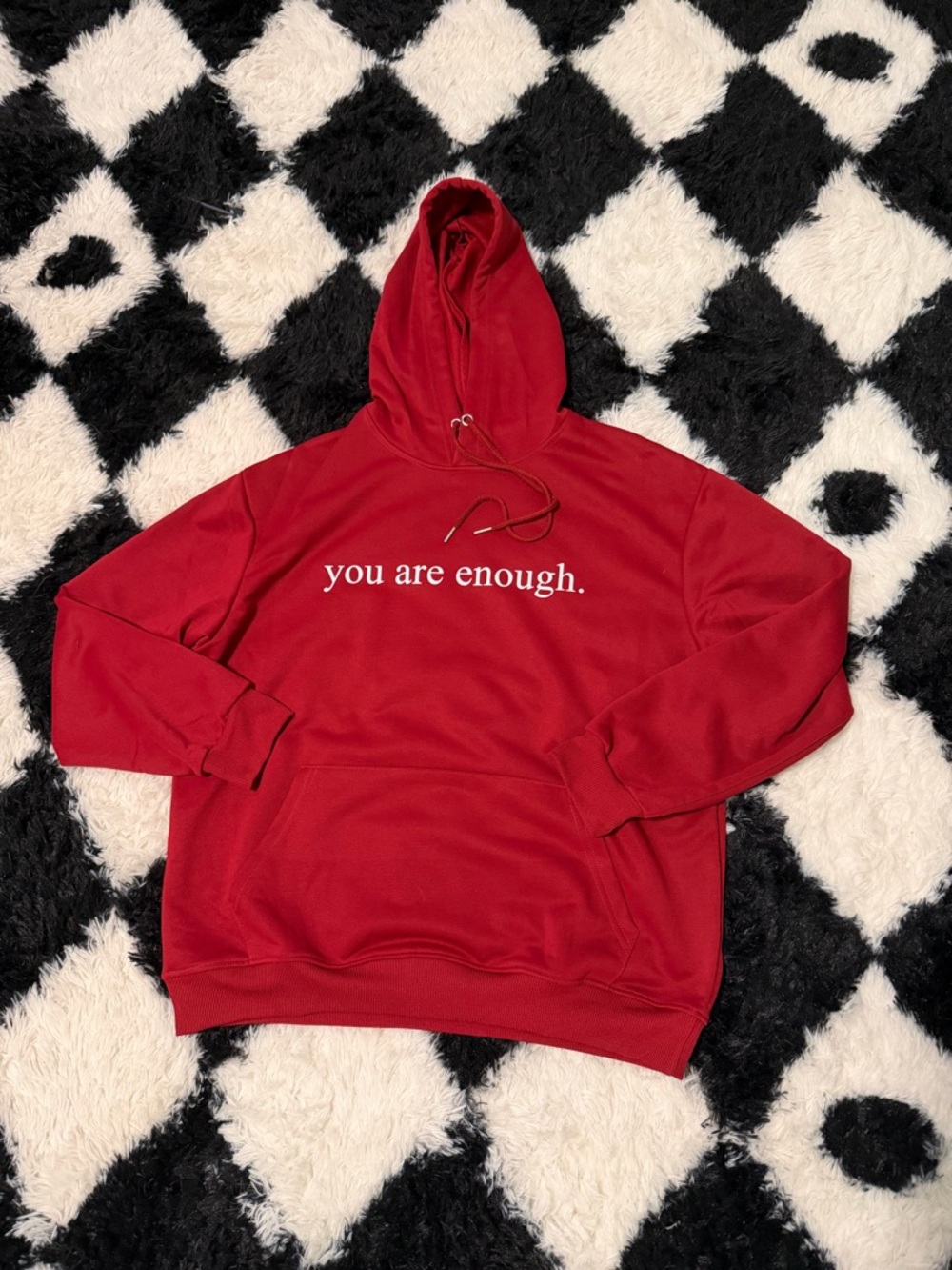 Red 'you are enough.' Hooded Sweatshirt